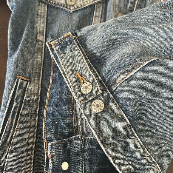 Sunset + Spring Patched Denim Jacket-Womens Size Small - Picture 11 of 13